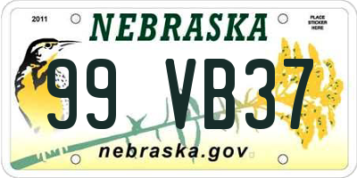 NE license plate 99VB37