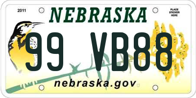 NE license plate 99VB88