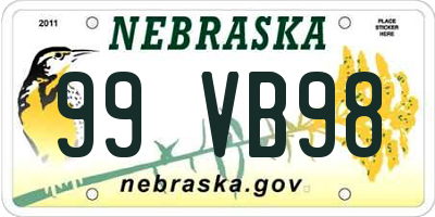 NE license plate 99VB98