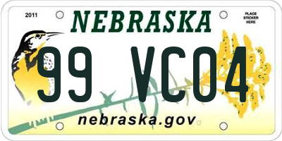 NE license plate 99VC04