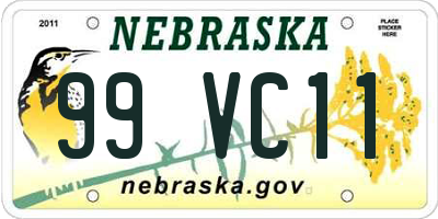 NE license plate 99VC11