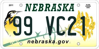 NE license plate 99VC21