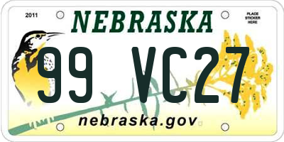 NE license plate 99VC27