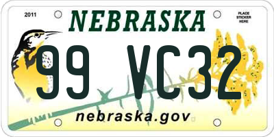 NE license plate 99VC32