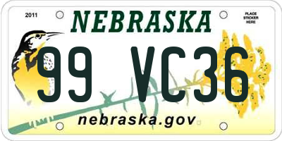 NE license plate 99VC36