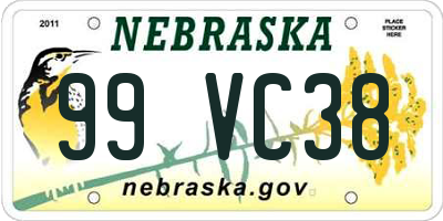 NE license plate 99VC38