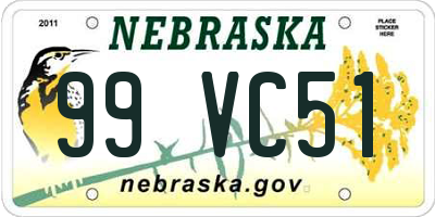 NE license plate 99VC51