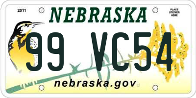 NE license plate 99VC54