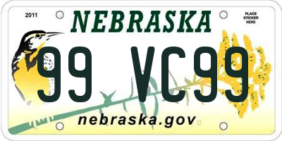 NE license plate 99VC99