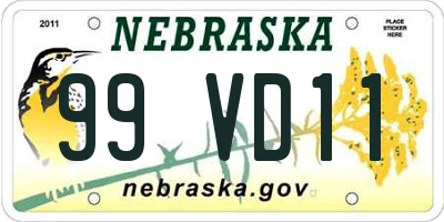 NE license plate 99VD11