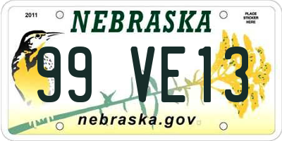 NE license plate 99VE13