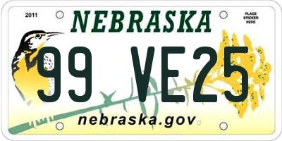 NE license plate 99VE25