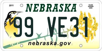 NE license plate 99VE31