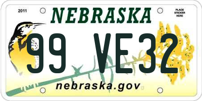 NE license plate 99VE32