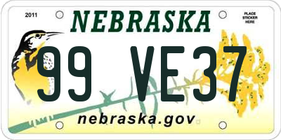 NE license plate 99VE37