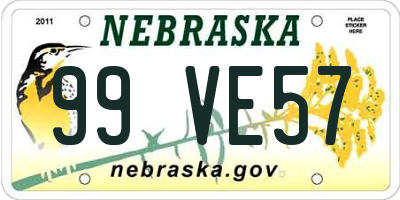 NE license plate 99VE57