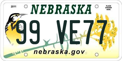 NE license plate 99VE77