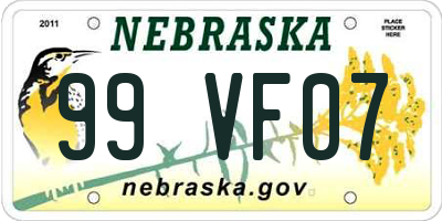 NE license plate 99VF07