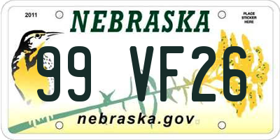 NE license plate 99VF26