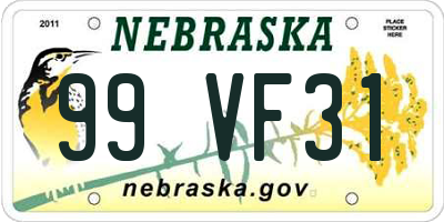 NE license plate 99VF31