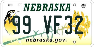 NE license plate 99VF32