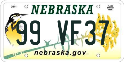 NE license plate 99VF37