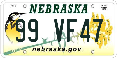 NE license plate 99VF47