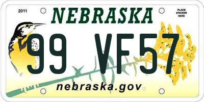 NE license plate 99VF57