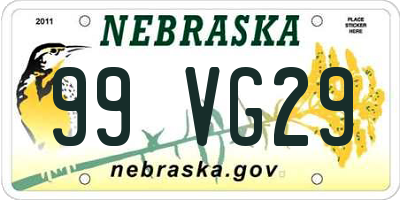 NE license plate 99VG29