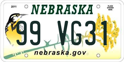 NE license plate 99VG31