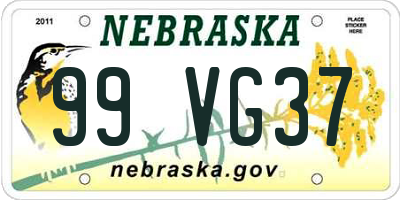 NE license plate 99VG37