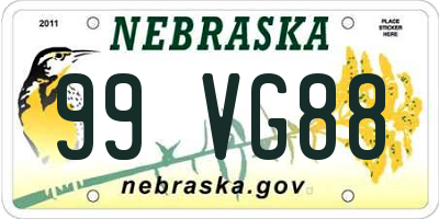 NE license plate 99VG88