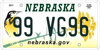 NE license plate 99VG96