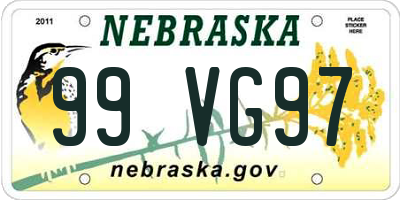 NE license plate 99VG97