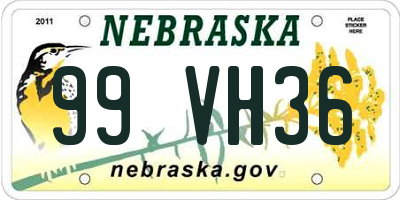 NE license plate 99VH36