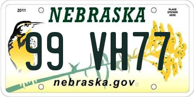 NE license plate 99VH77