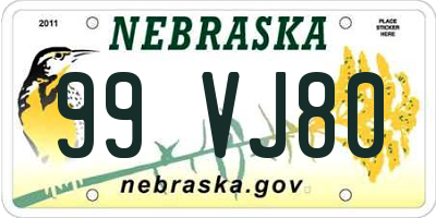 NE license plate 99VJ80