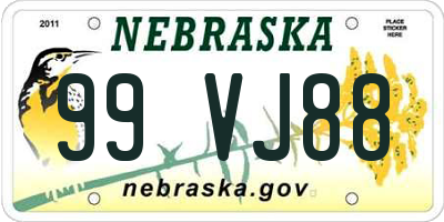 NE license plate 99VJ88