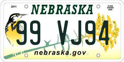 NE license plate 99VJ94