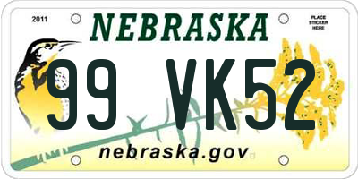 NE license plate 99VK52