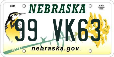 NE license plate 99VK63