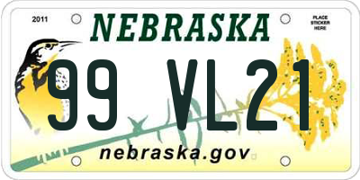 NE license plate 99VL21