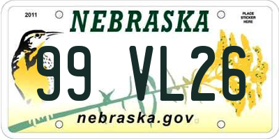 NE license plate 99VL26