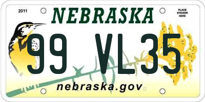 NE license plate 99VL35