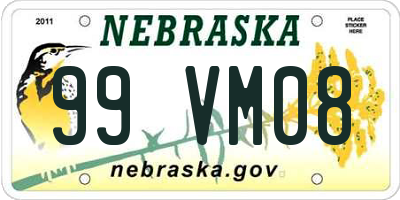 NE license plate 99VM08