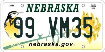 NE license plate 99VM35