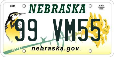 NE license plate 99VM55