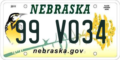 NE license plate 99VO34