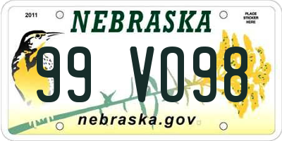 NE license plate 99VO98