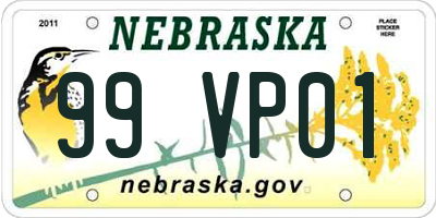 NE license plate 99VP01